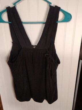 POL Black Ribbed Tank Top with Wide Straps